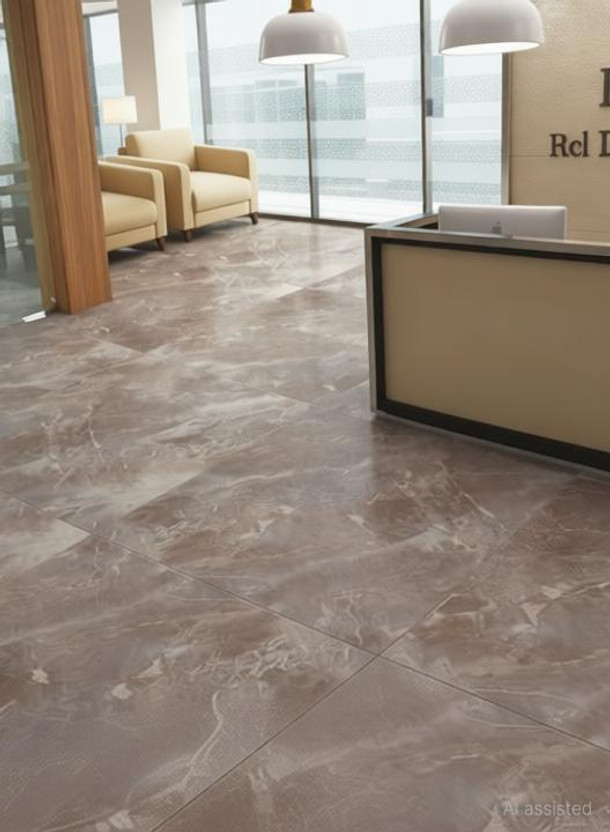 kinjas Brown Vinyl Tile _ 6 Glossy Marble(Marble Tile)