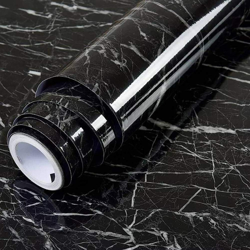 HOSTING 60 cm x 200 cm Waterproof Abstract Vinyl Wallpaper(Black)