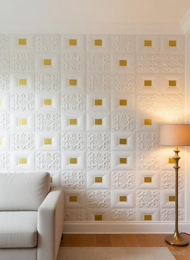 Coozico 70 cm x 77 cm Waterproof Abstract Vinyl Wallpaper(White, Pack of 2)