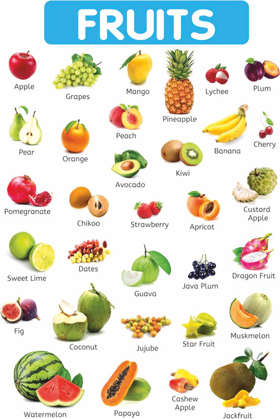Fruits Poster For Tution,Home,School Decor Vinayl Sticker Thick (13X19 inch) Paper Print(33.02 inch X 48.26 inch)