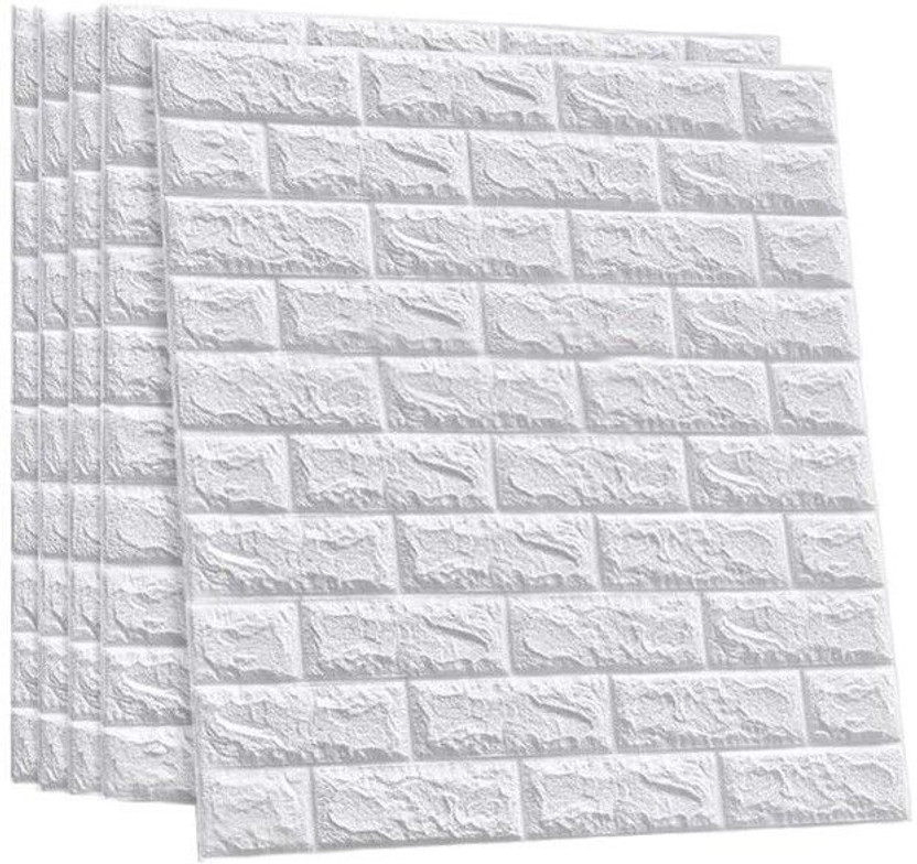 VegnA 70 cm x 77 cm Waterproof Abstract Embossed Wallpaper(White, Pack of 4)