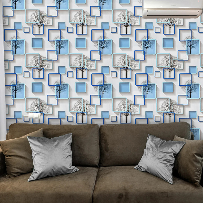 doodad 500 cm x 45 cm Waterproof Abstract Vinyl Wallpaper(Blue)