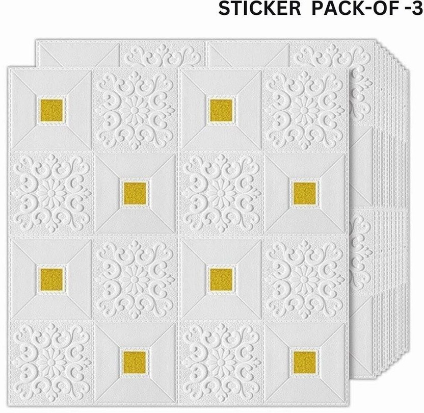 KESHAVART KESHAVART 78.74 cm x 70 cm Waterproof Abstract Vinyl Wallpaper(White, Pack of 3) - Flipkart Deal