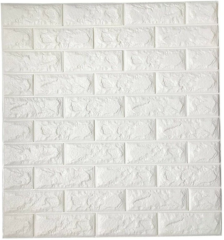 Tlismi 77 cm x 70 cm Waterproof Decorative Vinyl Wallpaper(White, Pack of 15)
