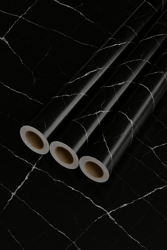 Peijinsart 200 cm x 60 cm Waterproof Decorative Vinyl Wallpaper(Black, Pack of 3)