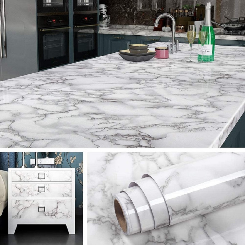 ERATO 30 cm x 121.92 cm Waterproof Decorative Vinyl Wallpaper(White)