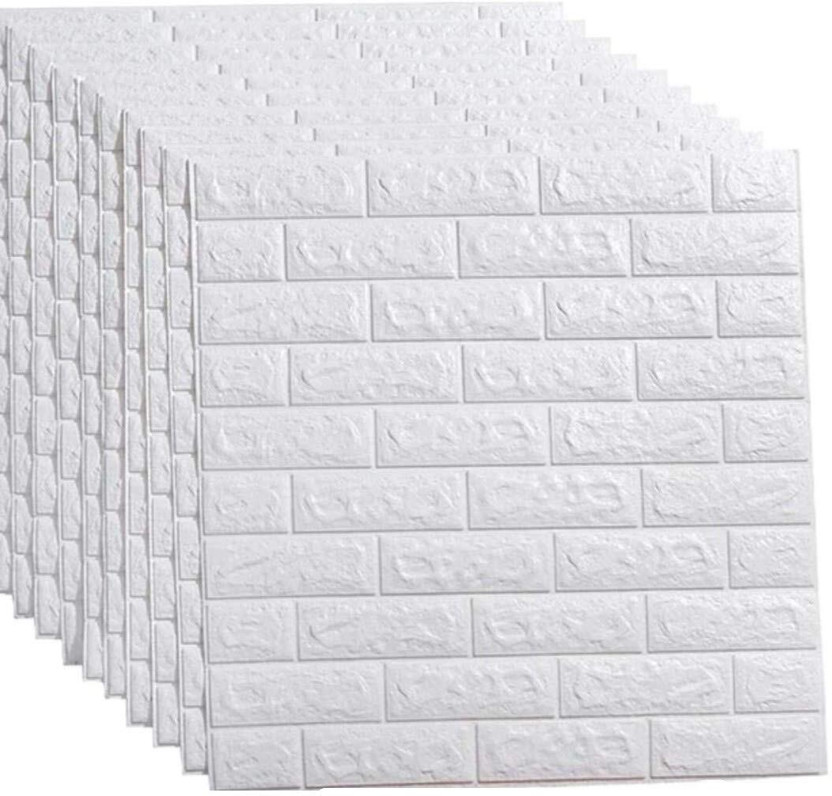 wewell 77 cm x 70 cm Waterproof Decorative Vinyl Wallpaper(White, Pack of 10)