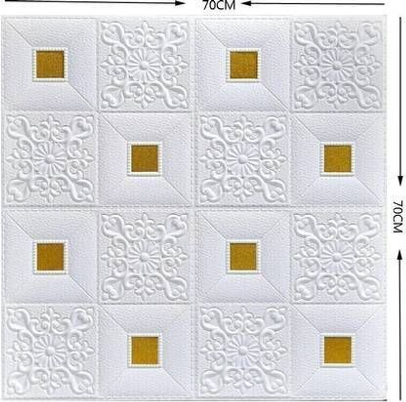 INDO MART 70 cm x 70 cm Waterproof Architecture Embossed Wallpaper(White, Pack of 5)