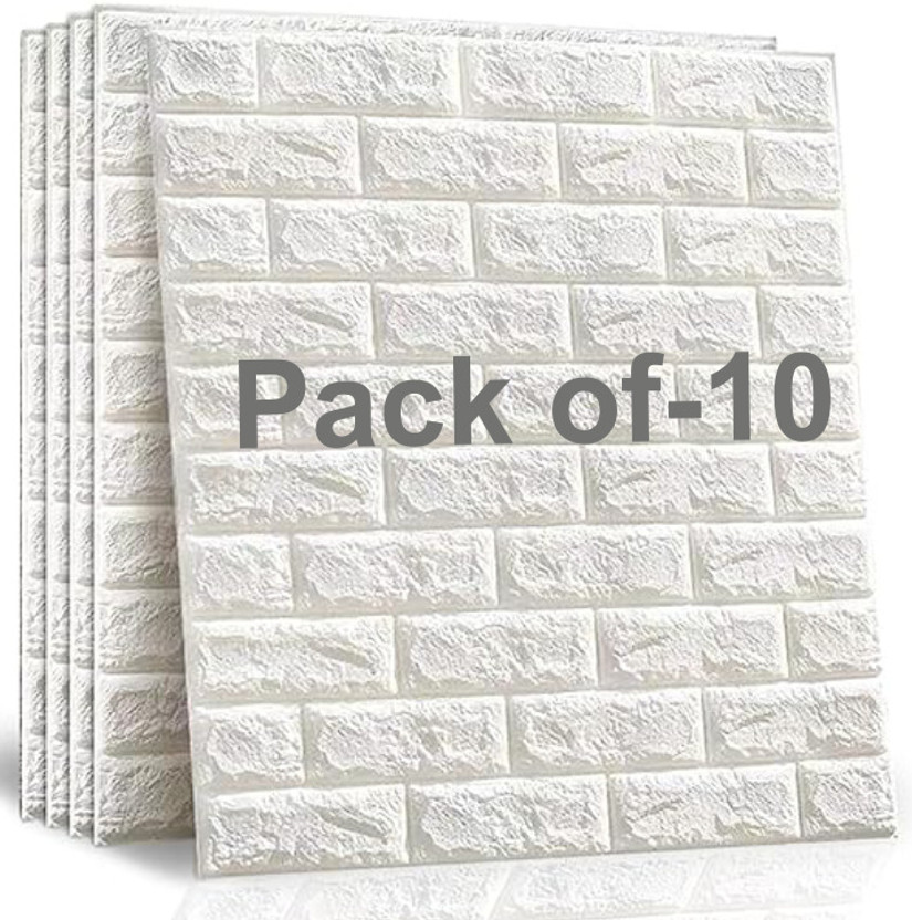 BEAUTYBRIGHT 70 cm x 77 cm Waterproof Decorative Vinyl Wallpaper(White, Pack of 10)