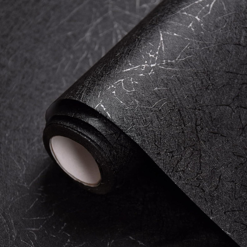 KAAF 300 cm x 45 cm Waterproof Decorative Vinyl Wallpaper(Black)