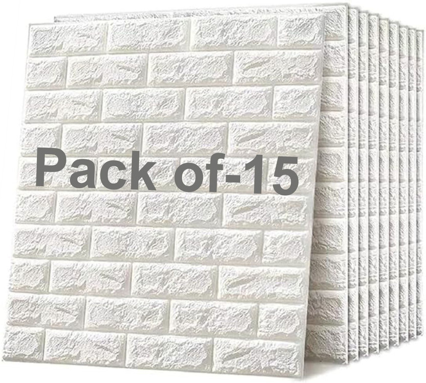 SellNest 70 cm x 77 cm Waterproof Decorative Vinyl Wallpaper(White, Pack of 15)