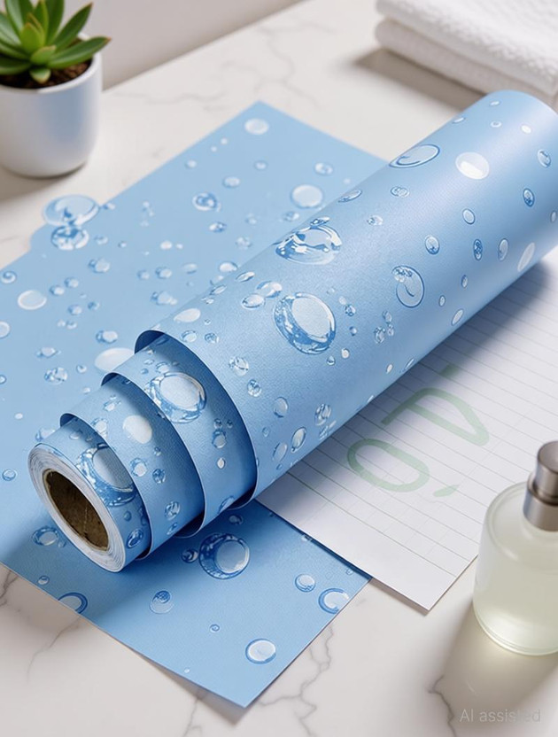Skywall 1000 cm 48 Sq. Feet DIY Self Adhesive Wallpaper with Water Drops Effect for Home Decor(Multicolor) Self Adhesive Sticker(Pack of 2)