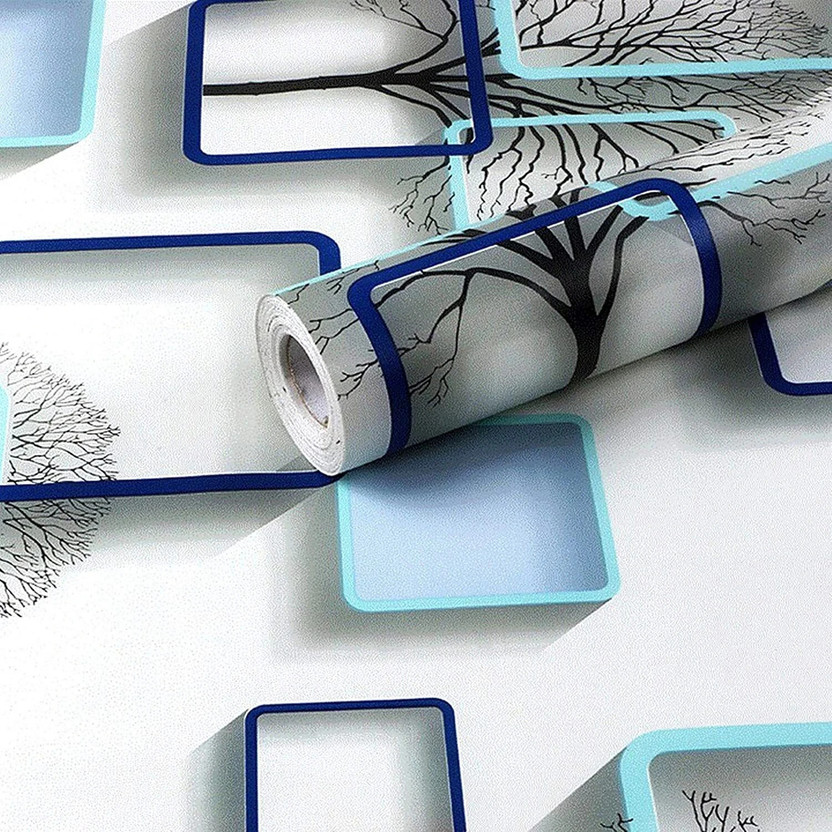 Whisq 1000 cm x 40 cm Waterproof Decorative Vinyl Wallpaper(Blue, Pack of 2)