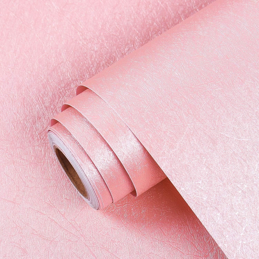 KAAF 1000 cm x 45 cm Waterproof Decorative Vinyl Wallpaper(Pink)