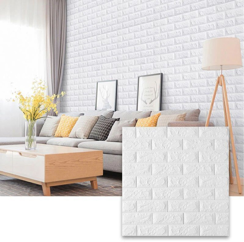VegnA VegnA 70 cm x 77 cm Waterproof Abstract Embossed Wallpaper(White, Pack of 6) - Flipkart Deal