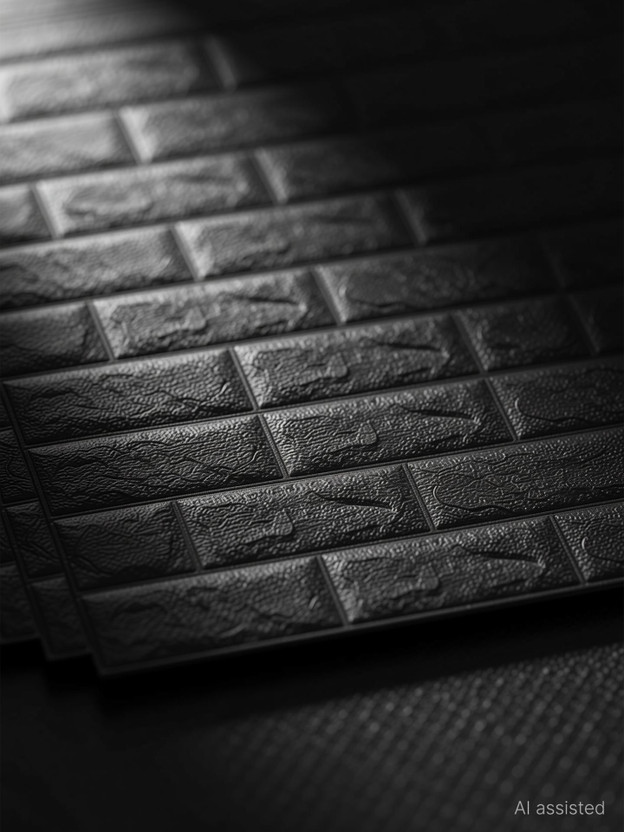 Nasmodo 77 cm x 70 cm Decorative Paper, Fabric Wallpaper(Black, Pack of 4)