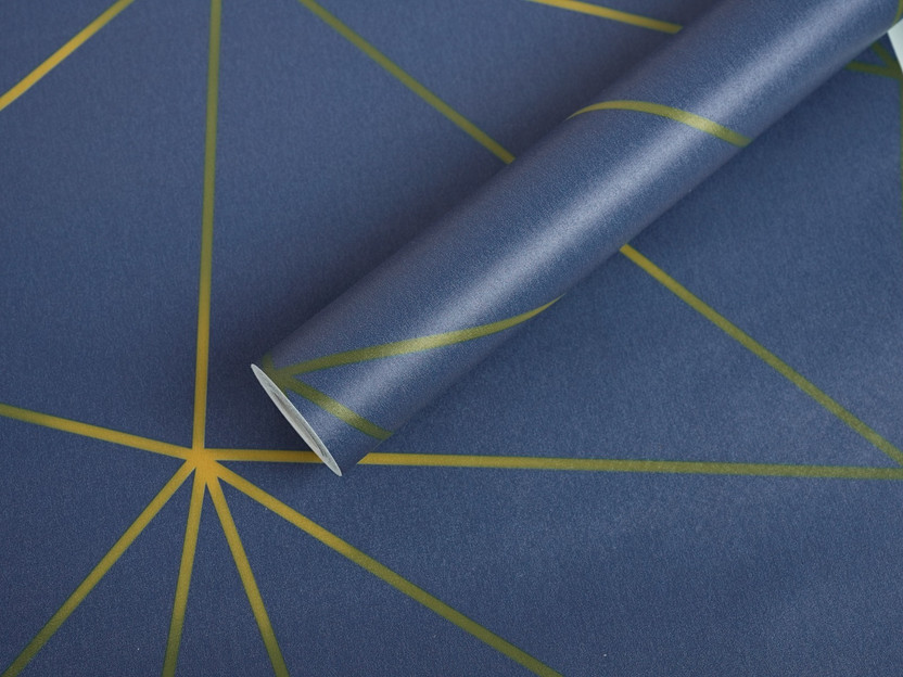 yes collections 500 cm x 45 cm Waterproof Decorative Vinyl Wallpaper(Blue, Gold)