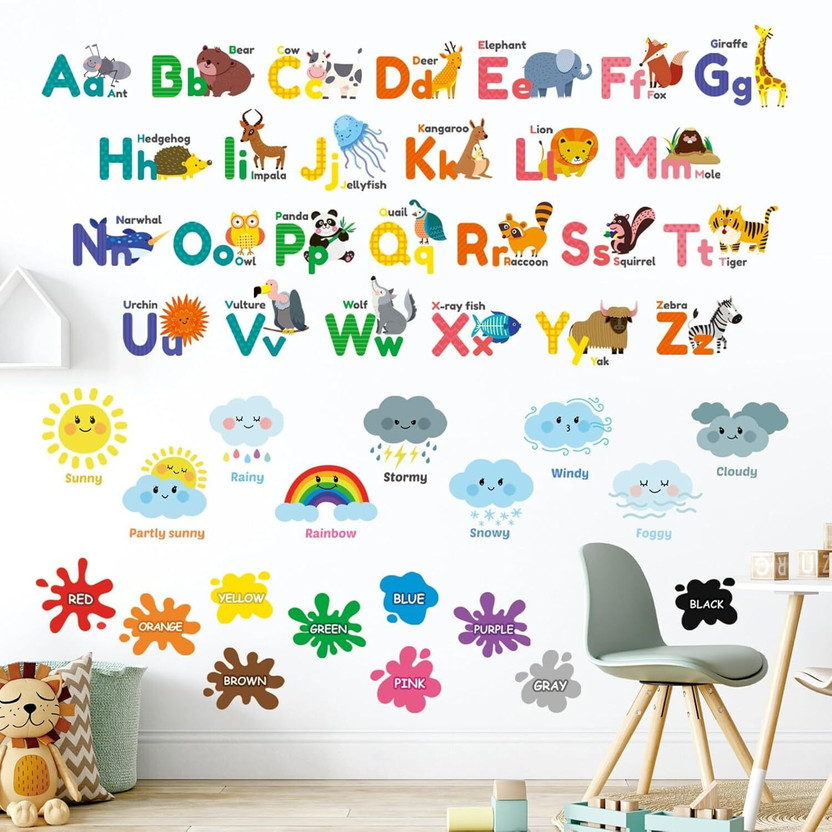 MY SELLER CLUB 65 cm x 65 cm Waterproof Educational Vinyl Wallpaper(Multicolor)