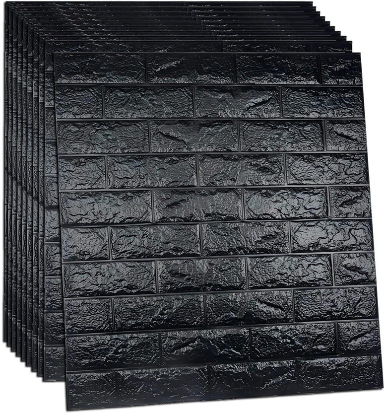 Dwiti Enterprise 77 cm x 70 cm Waterproof Abstract Vinyl Wallpaper(Black, Pack of 6)