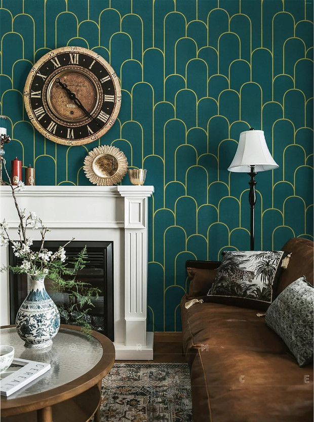 Wollzo 500 cm x 45 cm Waterproof Decorative Vinyl Wallpaper(Green)