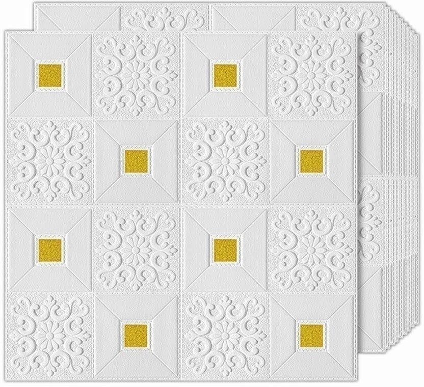 WALLTAJ 70 cm x 77 cm Waterproof Decorative Vinyl Wallpaper(Gold)