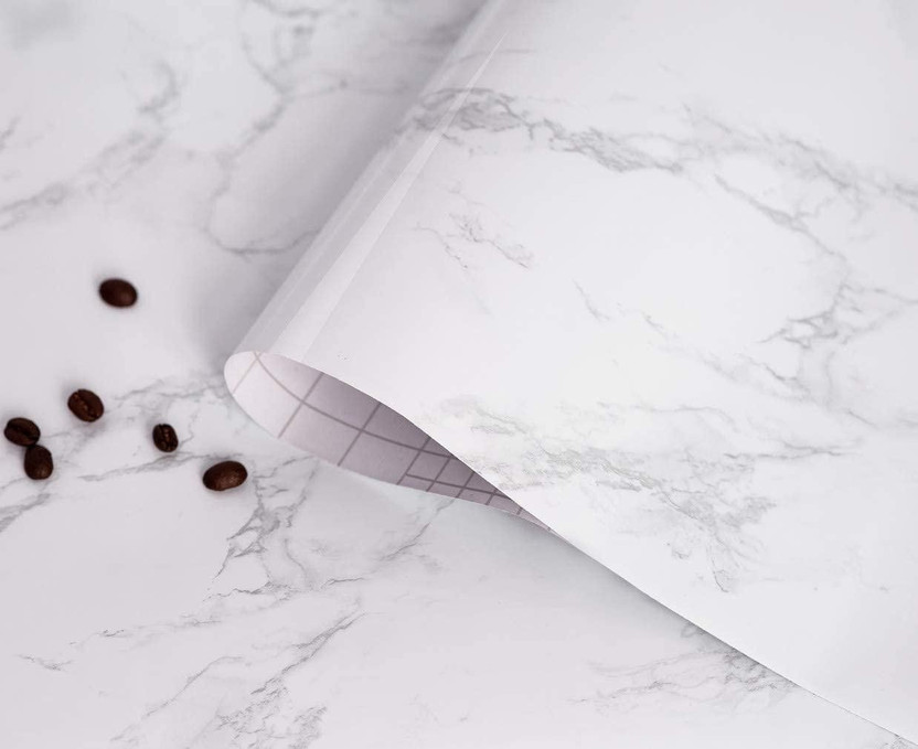 WolTop 300 cm x 40 cm Waterproof Abstract Vinyl Wallpaper(Grey, White)