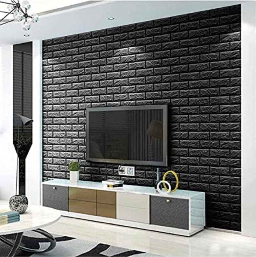 KESHAVART 78.74 cm x 70 cm Waterproof Abstract Vinyl Wallpaper(Black)