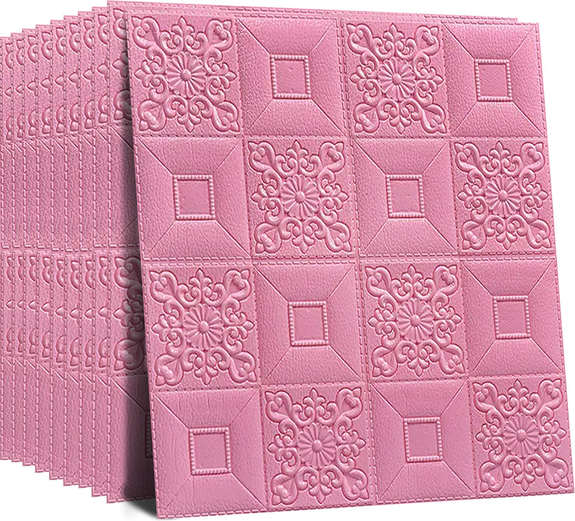 Diseno 70 cm x 70 cm Waterproof Decorative Vinyl Wallpaper(Pink, Pack of 5)