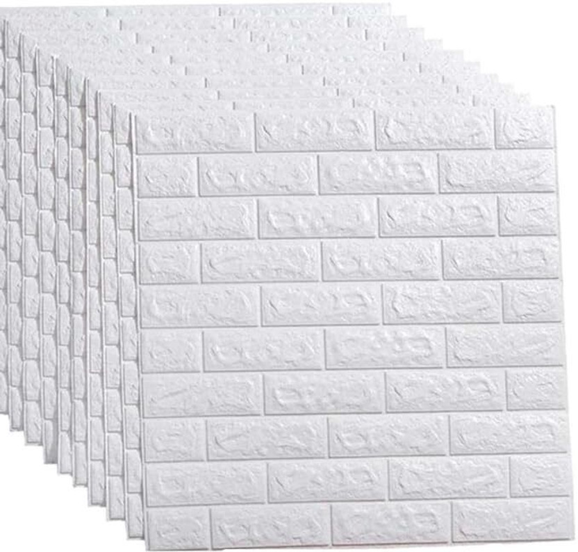 wewell 79 cm x 77 cm Waterproof Decorative Vinyl Wallpaper(White, Pack of 15)