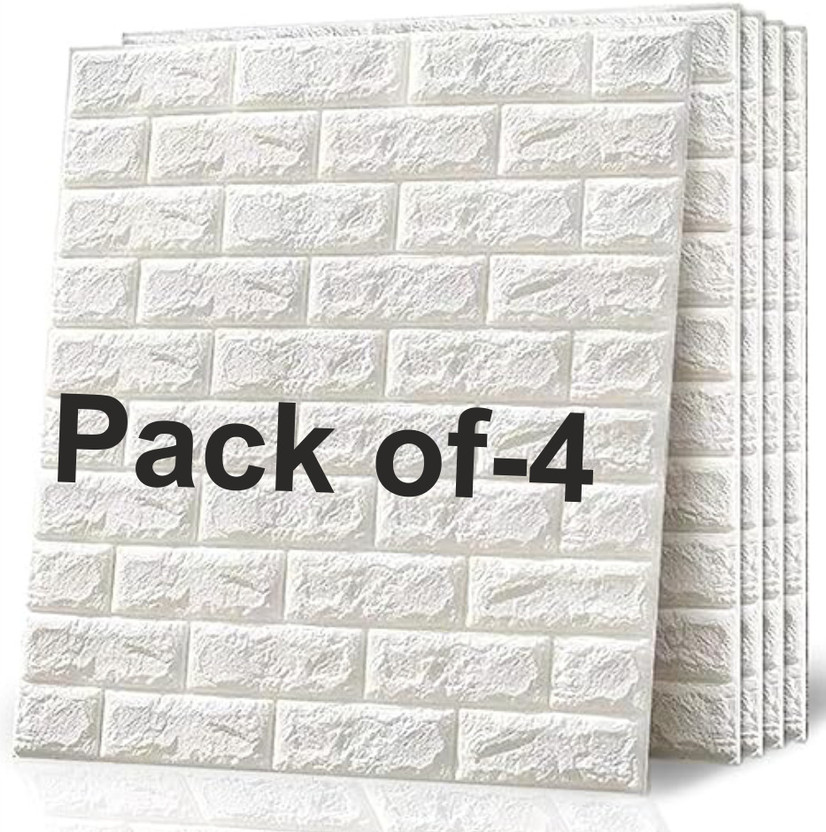 BEAUTYBRIGHT 70 cm x 77 cm Waterproof Decorative Vinyl Wallpaper(White, Pack of 4)