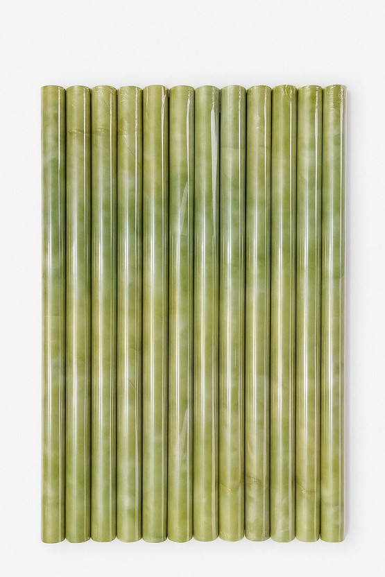 Floppy 60 cm x 200 cm Waterproof Decorative Vinyl Wallpaper(Green, Pack of 12)