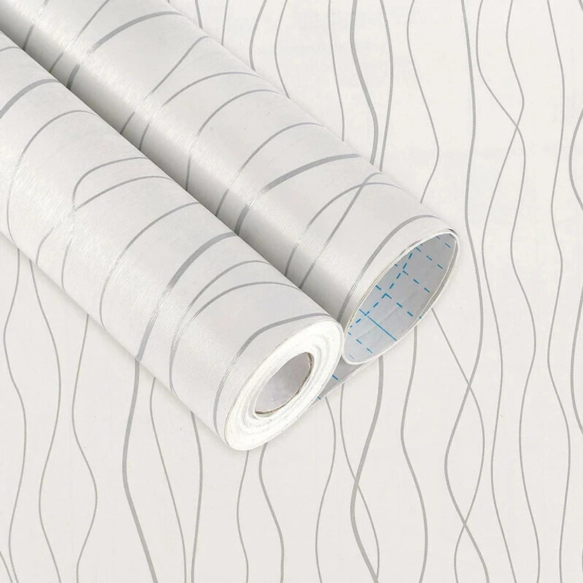 Whisq 1000 cm x 40 cm Waterproof Abstract Vinyl Wallpaper(White)