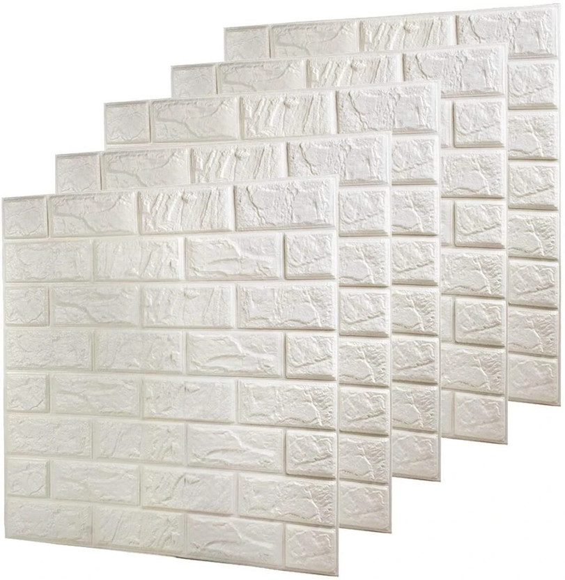 wewell 79 cm x 77 cm Waterproof Decorative Vinyl Wallpaper(White, Pack of 5)