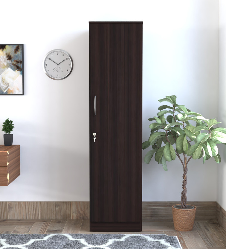 SPACEX Rua Multipurpose Single Door Wardrobe / Spacious 5 Shelves Engineered Wood 1 Door Wardrobe(Finish Color - African Oak, Knock Down)