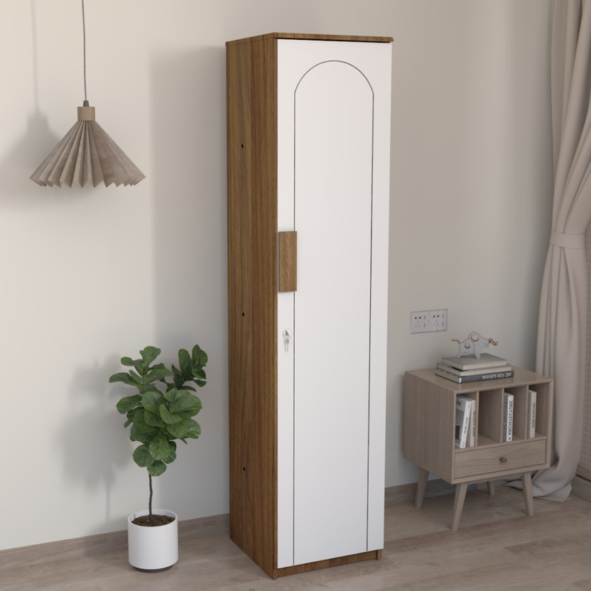 neuspace Uno Engineered Wood 1 Door Wardrobe(Finish Color - Leon Teak Arch, Knock Down)