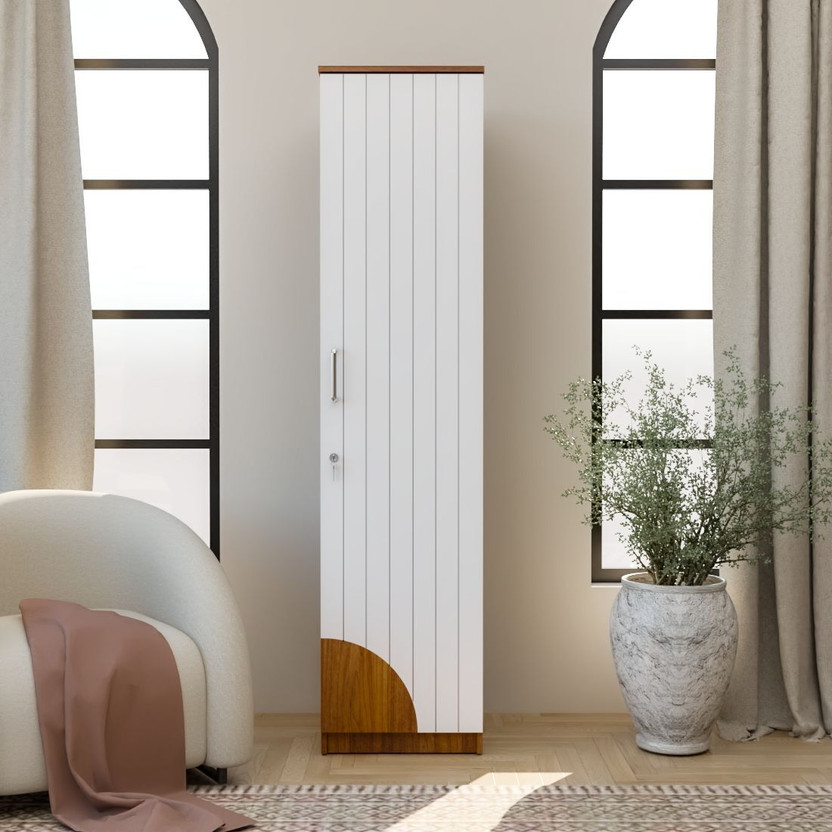 neuspace Uno Engineered Wood 1 Door Wardrobe(Finish Color - Leon Teak Fluted, DIY(Do-It-Yourself))
