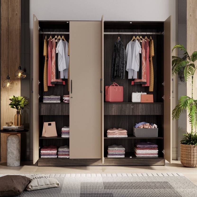Wakefit Cashmere Plus Engineered Wood 4 Door Wardrobe Price in India