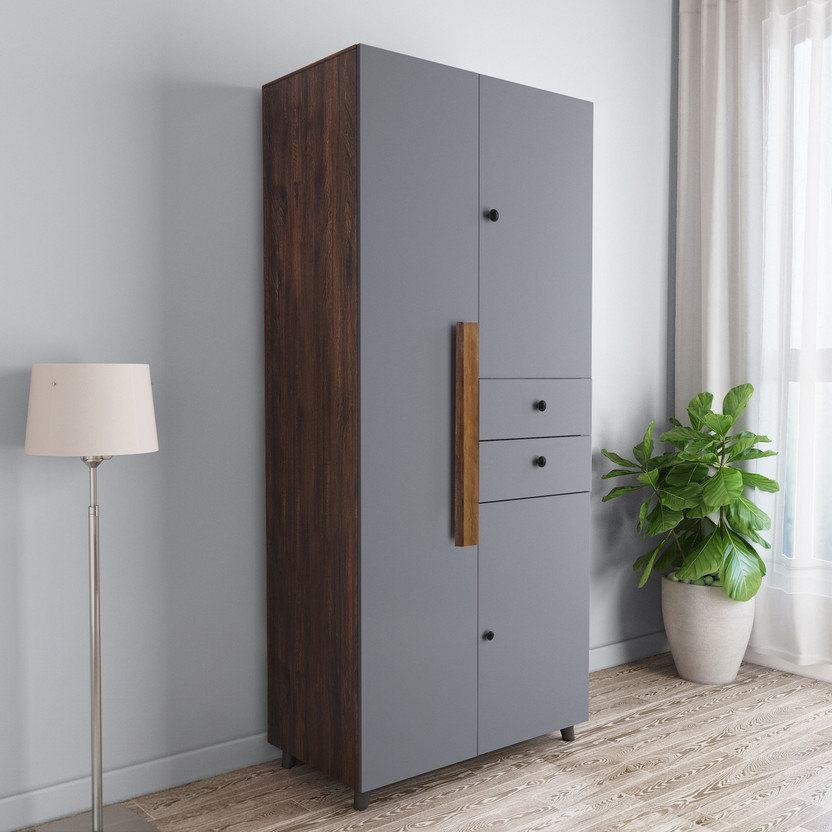 CARLTON LONDON Willy Engineered Wood 3 Door Wardrobe(Finish Color - Rustic + Grey, Knock Down)
