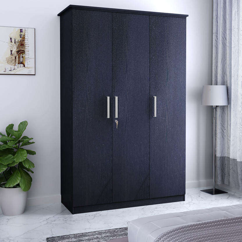 Flipkart Perfect Homes Julian Engineered Wood 3 Door Wardrobe(Finish Color - Melamine GL Wenge, Knock Down)
