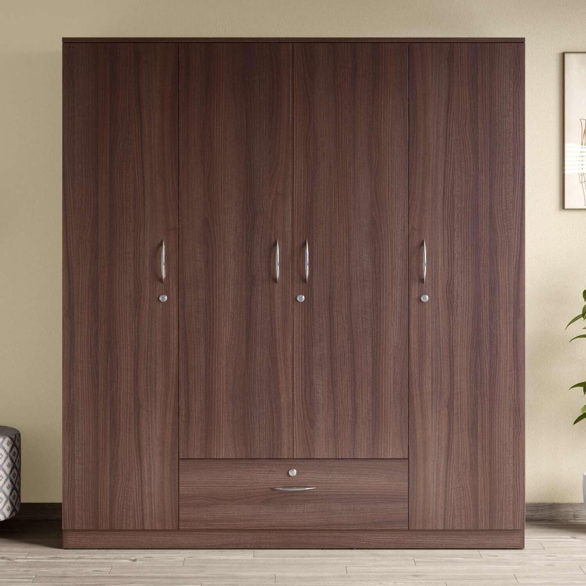 Interio by Godrej Ewa Engineered Wood 4 Door Wardrobe(Finish Color - Brown, Knock Down)