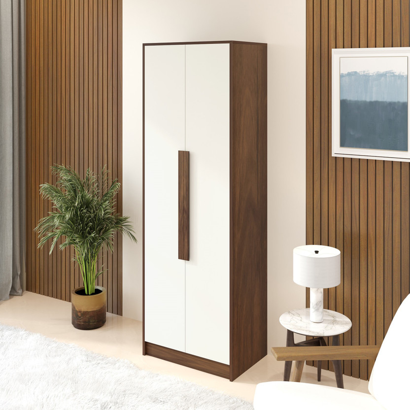 BLUEWUD Maltein Mini Wardrobe/Clothes Storage Cabinet Rack Organizer Almirah Cupboard Engineered Wood 2 Door Wardrobe(Finish Color - Brown Maple & White, Knock Down)