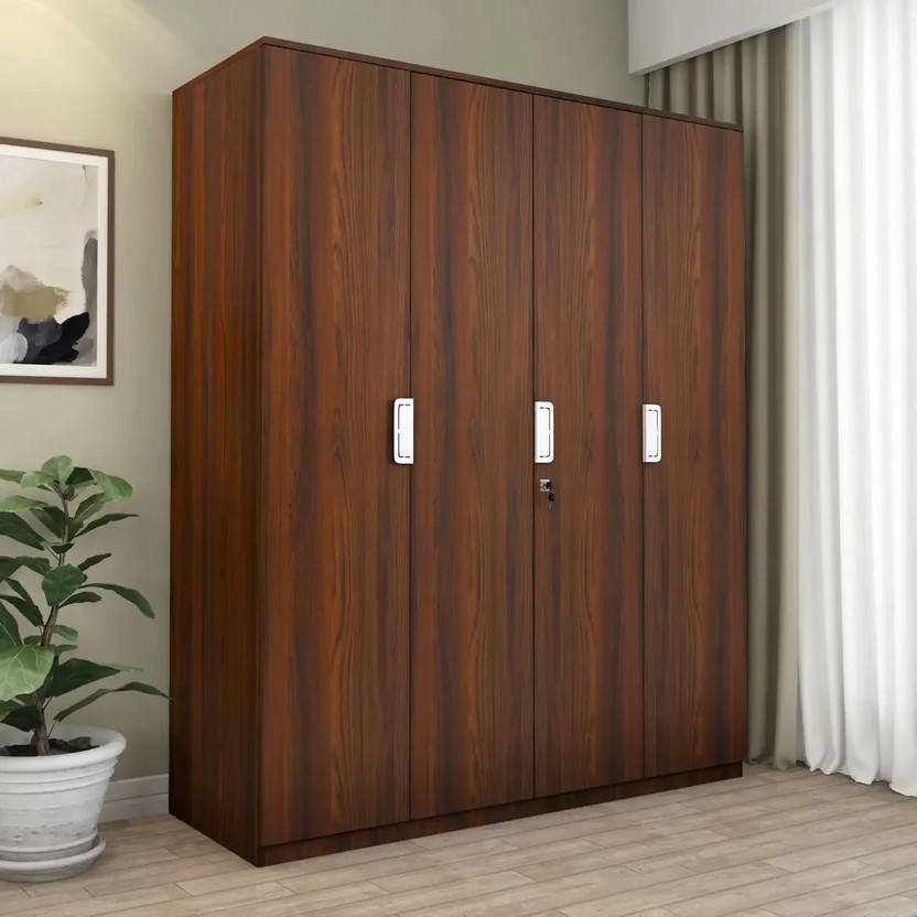 Nilkamal Joyce Engineered Wood 4 Door Wardrobe(Finish Color - Classic Walnut, Knock Down)