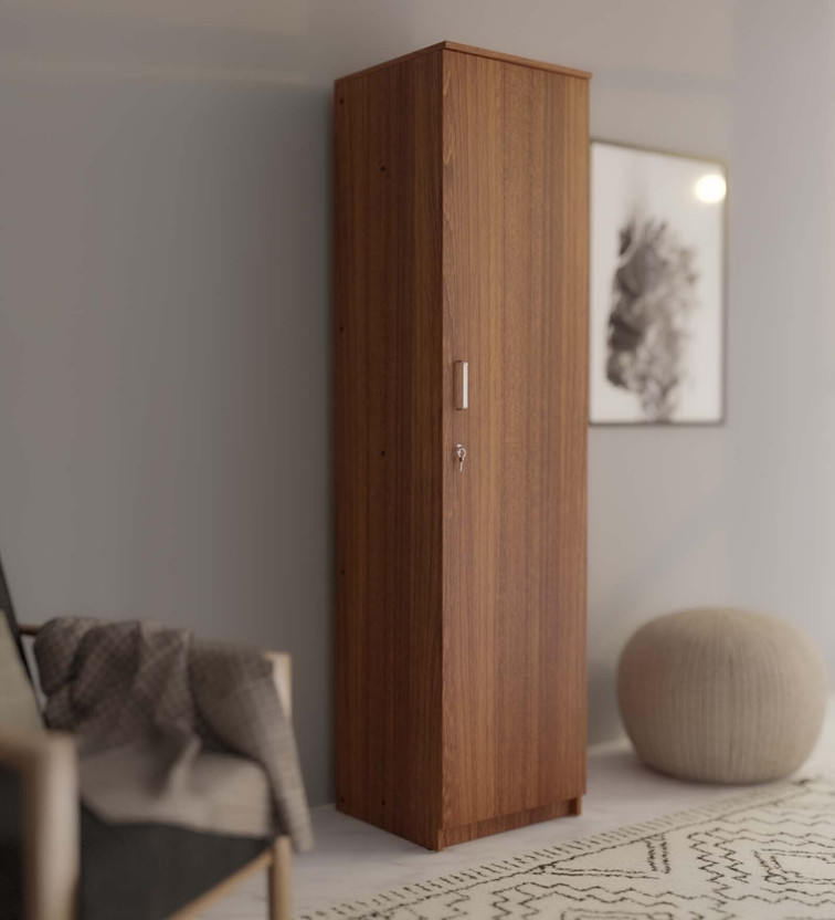 NEUDOT Adona WR1 Engineered Wood 1 Door Wardrobe(Finish Color - TEAK - Vertical Grains, Knock Down)