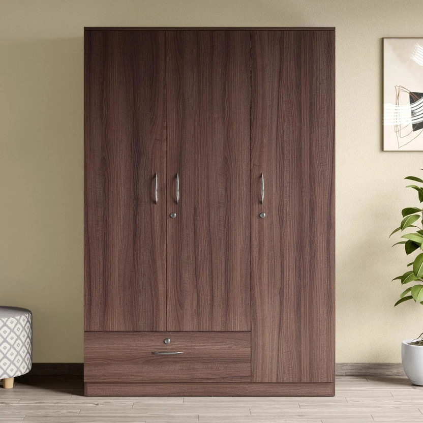 InteriobyGodrej Ewa Engineered Wood 3 Door Wardrobe(Finish Color - Brown, Knock Down)