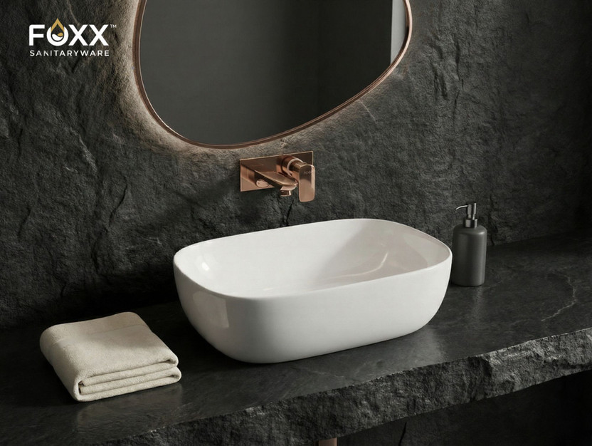 Foxx Sanitaryware Ceramic Premium Designer Wash basin for Home, Hotels (18x13x5)(Diamond White) (18x13x5) Royal (Plain White) Table Top Basin(Plain White)