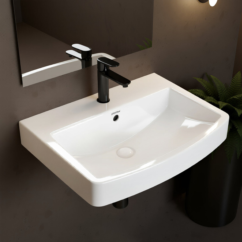 Plantex Plantex Wash Basin for Bathroom/Wallmount Washbasin Ceramic Washbasin for Bathroom/Wall Mounted Wash Basin/Sink for Living Room Wall Hung Basin(White) - Flipkart Deal
