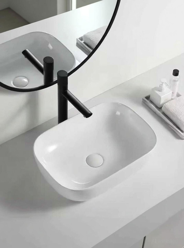 Flipkart Perfect Homes Premium Ceramic Wash basin Counter top basin 18x13x5 inch white Table Top Basin(white)