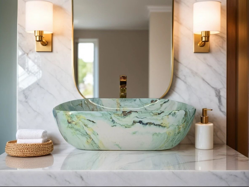 LOFINA Premium Ceramic vessel Sink Which Gives Look To your Home Table Top Wash Basin JSD 1026(L45xW32.5xH12.5Cm) Very Stylish Bathroom Luxury Ceramic Wash Basin Table Top Basin(Multicolour)