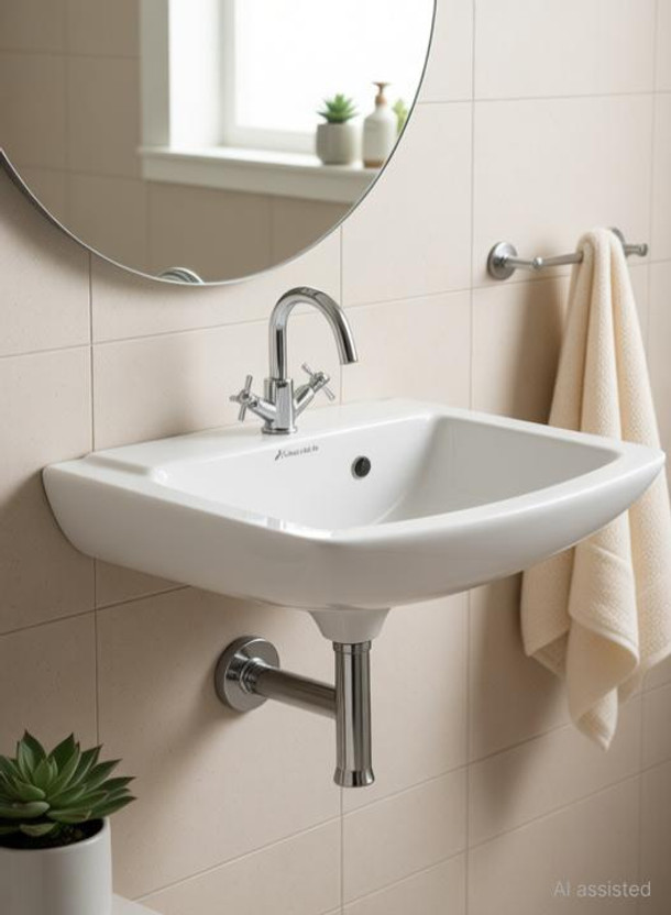 clayplus Preimum Grade Ceramic's Wallmounted Wall Hung Basin(GLOSSY WHITE)