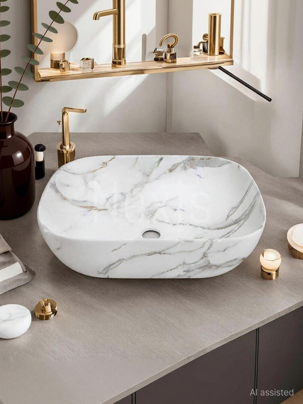 NEXIS DESIGNER COUNTER WASH BASIN GLOSSY finish (18x13x5.5) WASH BASIN N103 Table Top Basin(MULTICOLOR)